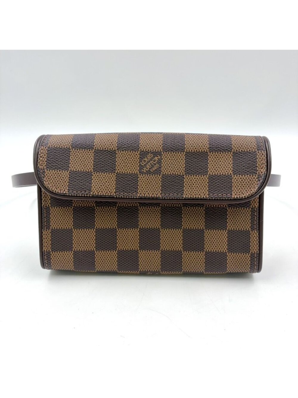 Louis Vuitton Pochette Florentine Damier Ebene Leather Brown Belt Bag Gold